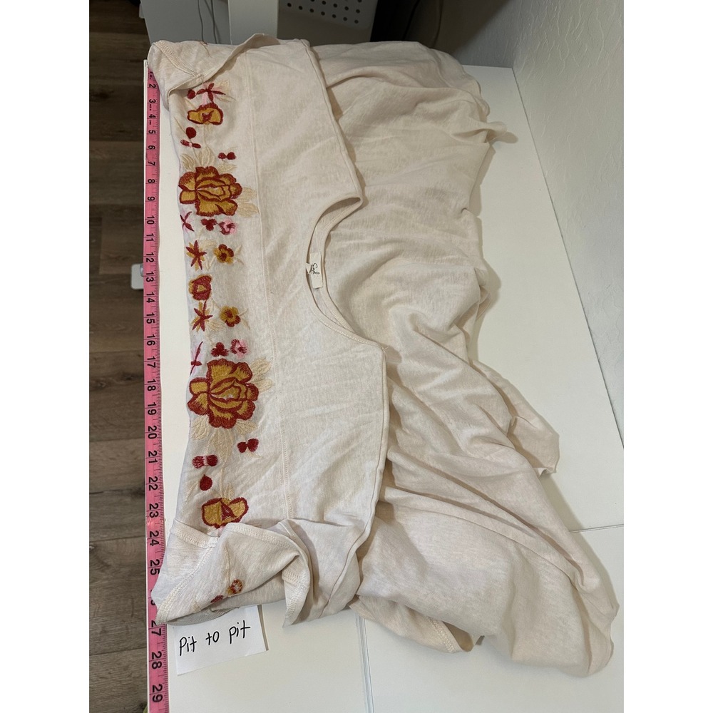 Easel Los Angeles Floral Embroidered Oversized Knit Top Cream Boho L Peasant - Picture 13 of 15